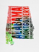 Alabama Watercolor Word Cloud Fine Art Print