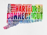 Connecticut Watercolor Word Cloud Fine Art Print