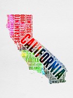 California Watercolor Word Cloud Fine Art Print