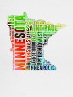 Minnesota Watercolor Word Cloud Fine Art Print