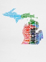 Michigan Watercolor Word Cloud Fine Art Print