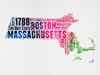 Massachusetts Watercolor Word Cloud Fine Art Print