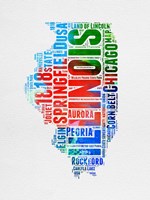 Illinois Watercolor Word Cloud Fine Art Print