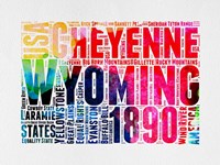 Wyoming Watercolor Word Cloud Fine Art Print
