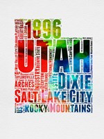 Utah Watercolor Word Cloud Fine Art Print