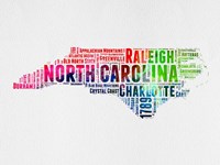 North Carolina Watercolor Word Cloud Fine Art Print
