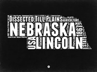 Nebraska Black and White Map Fine Art Print