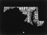 Maryland Black and White Map Fine Art Print
