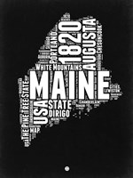 Maine Black and White Map Fine Art Print