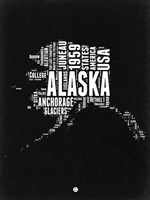 Alaska Black and White Map Fine Art Print