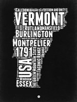 Vermont Black and White Map Fine Art Print