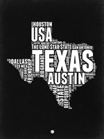 Texas Black and White Map Fine Art Print
