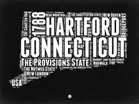 Connecticut Black and White Map Fine Art Print