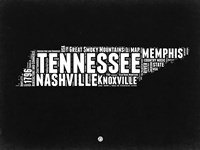 Tennessee Black and White Map Fine Art Print