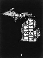 Michigan Black and White Map Fine Art Print