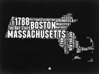 Massachusetts Black and White Map Fine Art Print