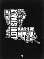 Louisiana Black and White Map Fine Art Print