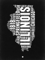 Illinois Black and White Map Fine Art Print