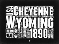 Wyoming Black and White Map Fine Art Print