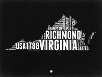 Virginia Black and White Map Fine Art Print