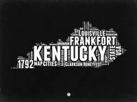 Kentucky Black and White Map Fine Art Print