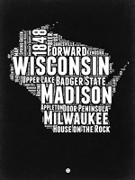 Wisconsin Black and White Map Fine Art Print