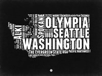 Washington Black and White Map Fine Art Print