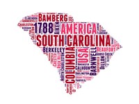 South Carolina Word Cloud Map Fine Art Print