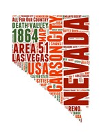 Nevada Word Cloud Map Fine Art Print