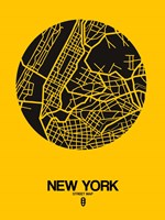 New York Street Map Yellow Fine Art Print
