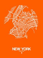 New York Street Map Orange Fine Art Print