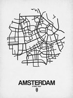 Amsterdam Street Map White Fine Art Print