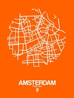 Amsterdam Street Map Orange Fine Art Print