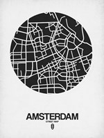 Amsterdam Street Map Black and White Fine Art Print
