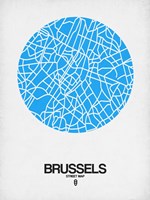 Brussels Street Map Blue Fine Art Print