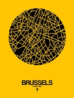 Brussels Street Map Yellow Fine Art Print