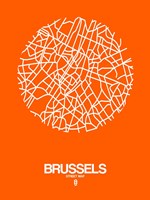 Brussels Street Map Orange Fine Art Print