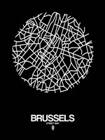 Brussels Street Map Black Fine Art Print