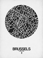 Brussels Street Map Black on White Fine Art Print