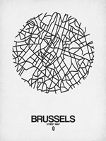 Brussels Street Map White Fine Art Print