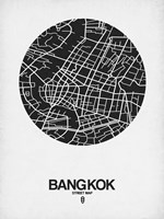 Bangkok Street Map Black on White Fine Art Print