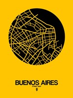 Buenos Aires Street Map Yellow Fine Art Print