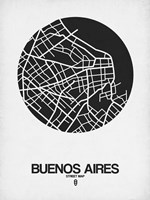 Buenos Aires Street Map Black on White Fine Art Print