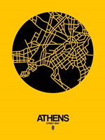 Athens Street Map Yellow Fine Art Print