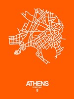 Athens Street Map Orange Fine Art Print