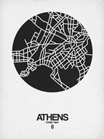 Athens Street Map Black on White Fine Art Print