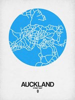 Auckland Street Map Blue Fine Art Print
