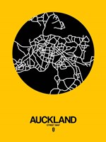 Auckland Street Map Yellow Fine Art Print
