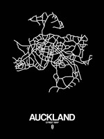 Auckland Street Map Black Fine Art Print