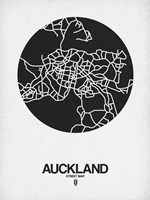 Auckland Street Map Black on White Fine Art Print